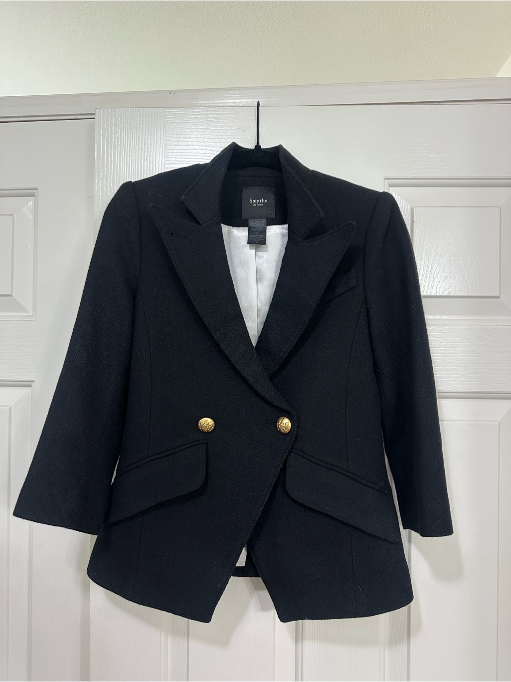 Smythe Black Double-Breasted Blazer With Gold Buttons